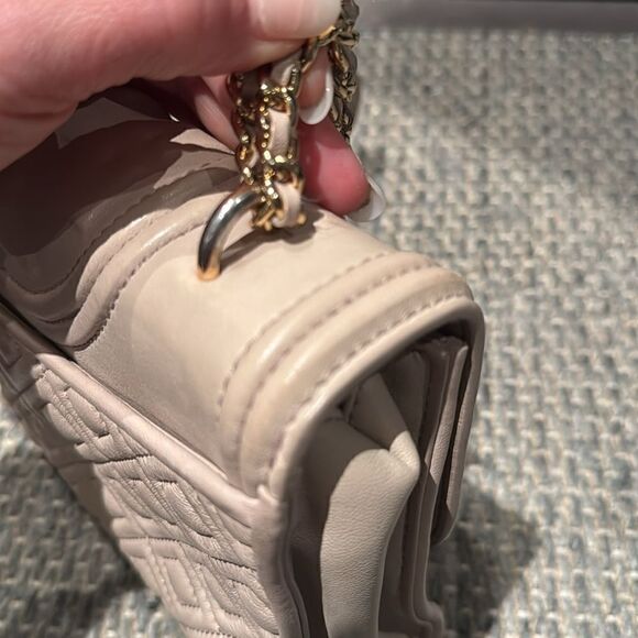 Tory Burch -Authentic Fleming Small Convertible Shoulder Bag Light Taupe - Picture 12 of 17